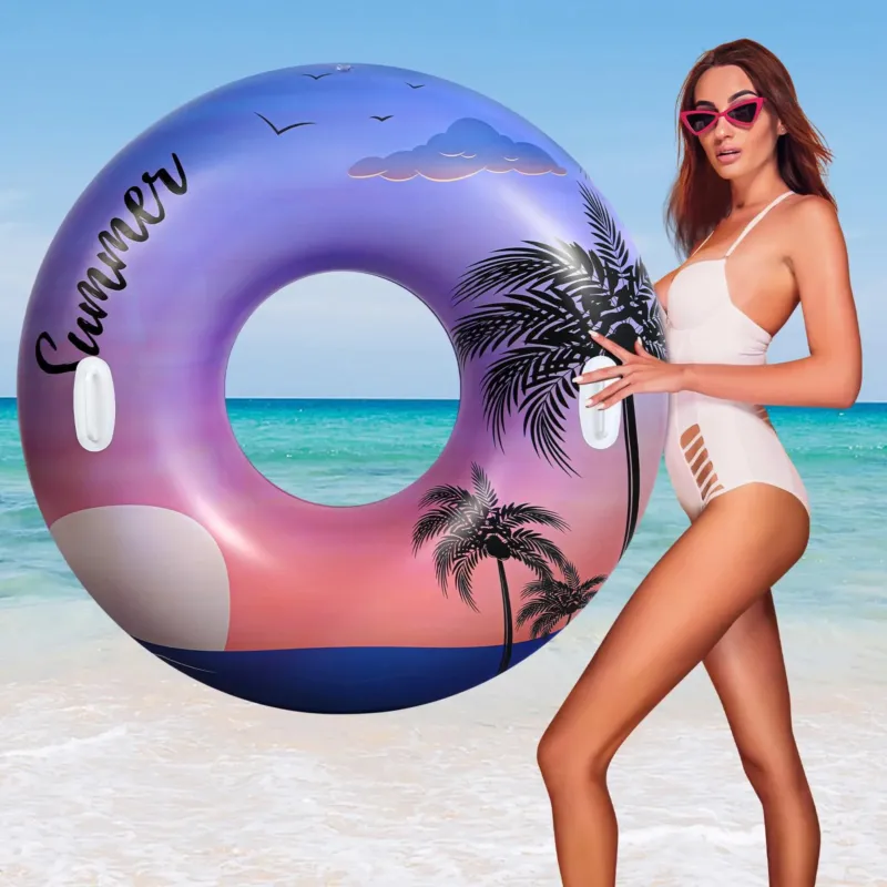 Swimming pool ring for adults, with handle