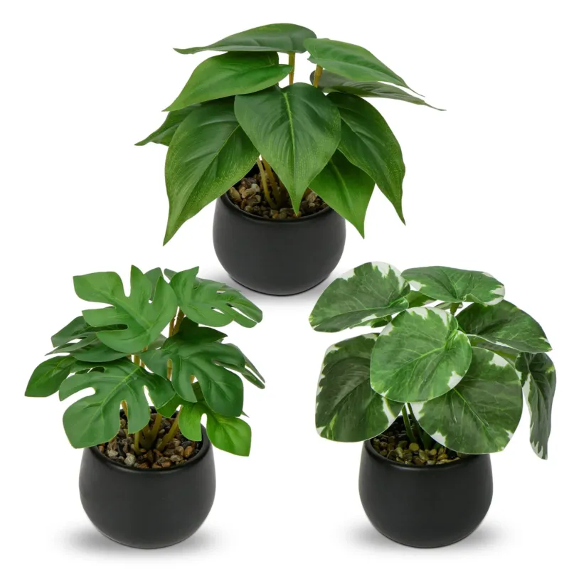 Set of 3 Artificial Plants Decorative Plants for Living Room Bathroom Decoration