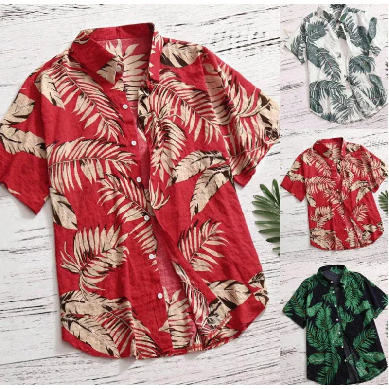 Herren Tropical Leaf Print Freizeitshirt – Arvello