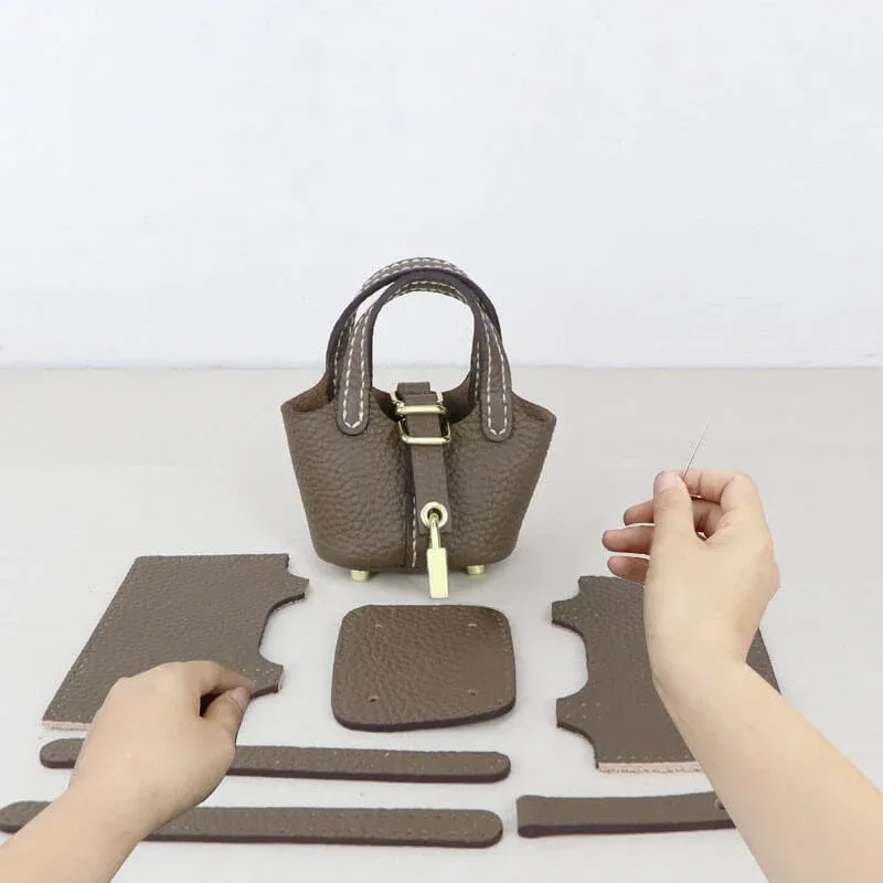 Picotin Lock Bag Charm DIY Kit – Babylon Leather - Babylon LeatherBabylon LeatherSY110 - Brown - White